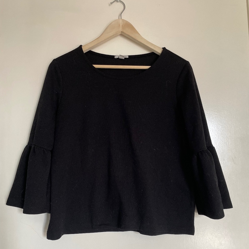 Halogen Black Bell Sleeved Top | Medium